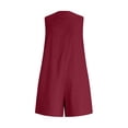 thumbnail image 5 of Women's Summer Cotton Romper Sleeveless V-Neck Button-Down Loose-Fit Casual with Pockets Wine XL(XL), 5 of 6