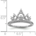 thumbnail image 4 of Sterling Silver Rhodium Plated Diamond Crown Ring (Size 8) Made In India qr5736-8, 4 of 5