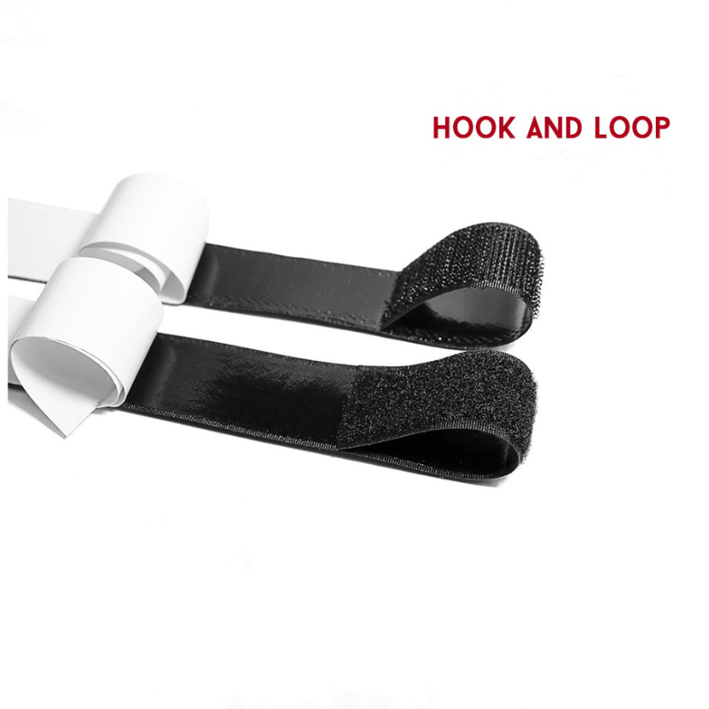 2M Black White Adhesive Double Hook And Loop Fastener Tape Nylon Multi-sizes Magic Sticker Tape With Strong Glue white 2m