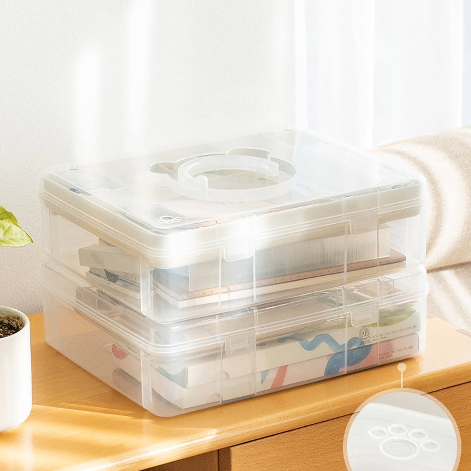 Clear Plastic Project Case Organiser Storage Box Stackable Storage Container for Stationery Scrapbooking Craft Supplies