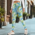 thumbnail image 4 of Renewold Tie-dye Blue Green Yoga Leggings with Pockets for Women Athletic Pants High Waist Ultra Soft Hip Lift Ankle Pants Printed Leggings 4 Way Stretch Plus Size, S, 4 of 8