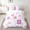 thumbnail image 2 of Homewish Cute Cartoon Flower 7pcs Bedding Comforter Set,Colorful Daisy Queen Bedding Sets,White Pink Purple Queen Sheet Sets For Girls,Ultra Soft Home Decor Reversible, 2 of 8