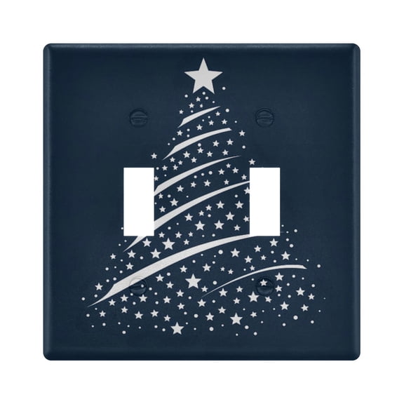 Dailycode Light Switch Plate Covers 2 Gang Wall Plate Plastics Outlet Covers for Kitchen Home Office Decor White Starry Christmas Tree