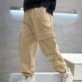 thumbnail image 3 of Atogsazn Children Boys Oversized Cargo Pants Casual Cotton Elastic Waist Jogger Sweatpants Fall Winter Clothes B-Khaki 10-11 Years on Clearance, 3 of 4