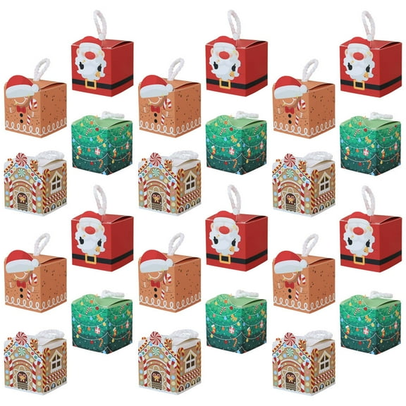UPKOCH 24Pcs Small Boxes Assorted Color Paper Gift Packaging Christmas Theme Storage Container Celebrations