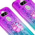 thumbnail image 4 of SOGA Rhinestone Quicksand Cover Cute Girl Phone Case for LG Aristo 5/Phoenix 5/Tribute Monarch/Fortune 3/Risio 4/LG K31 Case with Ring for Magnetic Car Mounts and Lanyard - Purple / Teal, 4 of 5