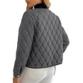 thumbnail image 6 of Nfurl Lightweight Puffer Jacket Womens Trendy Button Down Open Front Cropped Quilted Puffer Jackets Fitted Women's Winter Coats Gray M, 6 of 9