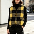 thumbnail image 2 of Guluxicc Women's Fleece Plaid Vests Button Down V Neck Sleeveless Jackets with Pockets for Everyday Fall Winter Vests, 2 of 3
