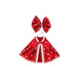 thumbnail image 4 of Christmas Porch Goose Outfit with Lace Trim Bow and Red Snowflake Holly Cape, 2 Piece Set for Front Yard Goose Statue, Holiday Decoration, 4 of 8