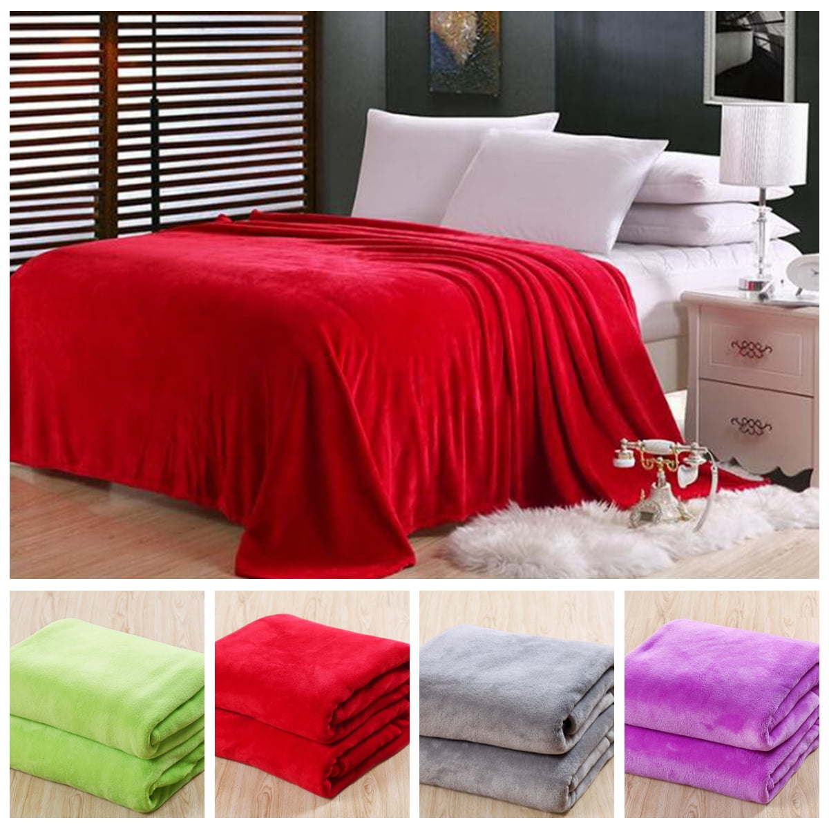 50X70 cm Soft Solid Warm Micro Plush Fleece Blanket Throw Rug Sofa Bedding Room