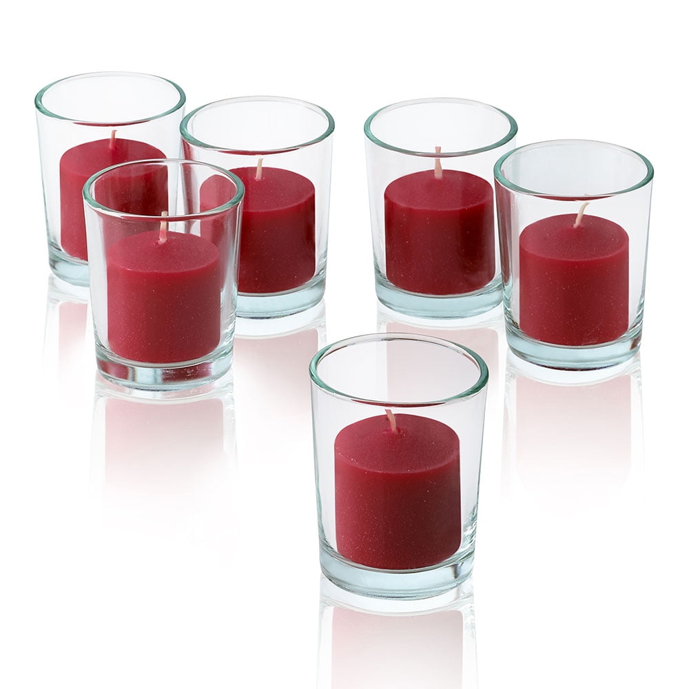 Red Frosted Glass Round Votive Candle Holders Set of 36 