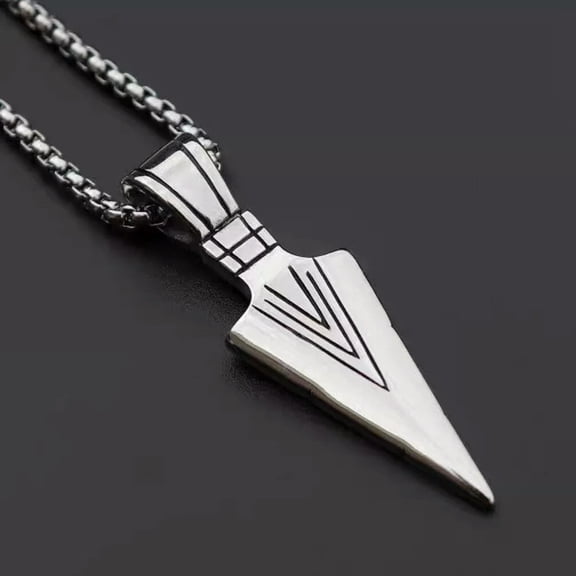 GKNET Mens Silver Spear Arrowhead Pendant Necklace Punk Delicate Jewelry Stainless Steel Chain