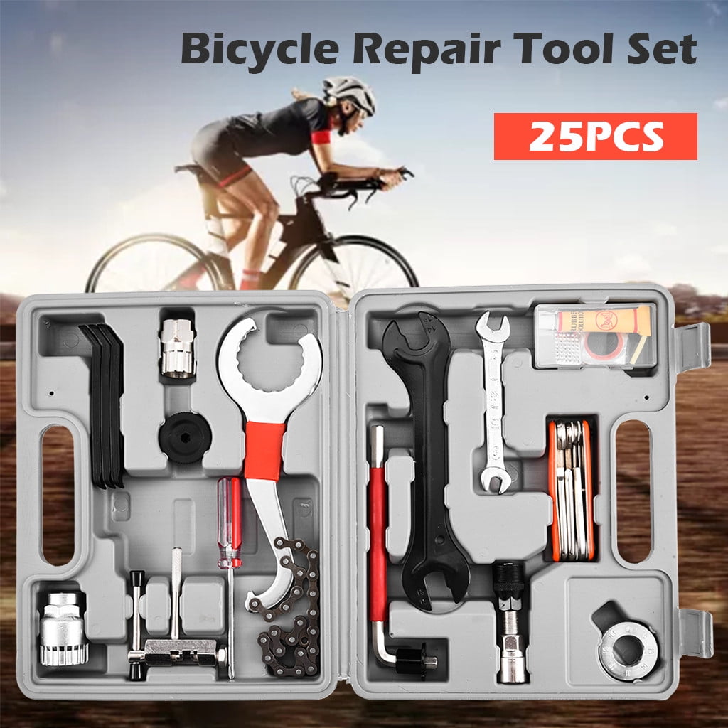 25pcs Bicycle Repair Tool Set Multi-function Complete BMX Bikes Repair Kit USA 