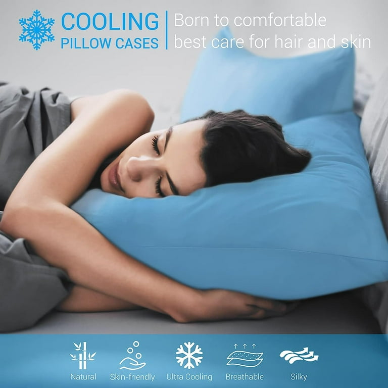 ALANDA Cooling Pillowcases 2 Pack Ultra Cool Arc Chill Fiber For Night Sweat Hot Sleeper Blue Walmart