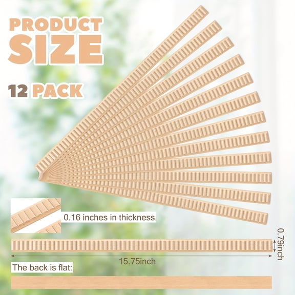 12Pcs Unfinished 3D Wavy Wood Trim - 15.75-Inch DIY Decorative Wood Trim for Interior Wall Molding, Cabinets, Shelves & Doors - Paintable Wood Moulding