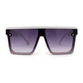 thumbnail image 4 of Mobster Flat Top Shield Horn Rimless Plastic Sunglasses White Purple, 4 of 4