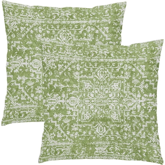 Lime Green Boho Throw Pillow Covers 16x16 Inch Bohemian Carpet Ethnic Decorative Square Pillow Cases Bohemian Carpet Ethnic Cushion Covers Farmhouse Home Decor for Sofa Couch Outdoor Set of 2