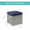 thumbnail image 3 of YANG2 Set of 2 Wicker Ottomans, Multipurpose Outdoor Furniture for Patio, Backyard, Additional Seating, Footrest, Side Table w/Storage, Removable Cushions - Gray/Navy, 3 of 9