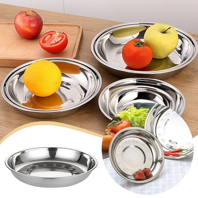 Ensemble d'Assiettes Plates et d'Assiettes pour les Repas Quotidiens Options d'Assiette Circulaire en Acier Inoxydable Durable et Polyvalent pour le Service