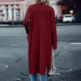 thumbnail image 7 of TKLPEHG Long Cardigan Sweaters for Women Fall Fashion Open Front Long Sleeve Oversized Casual Coat with Pockets (Wine,S), 7 of 7