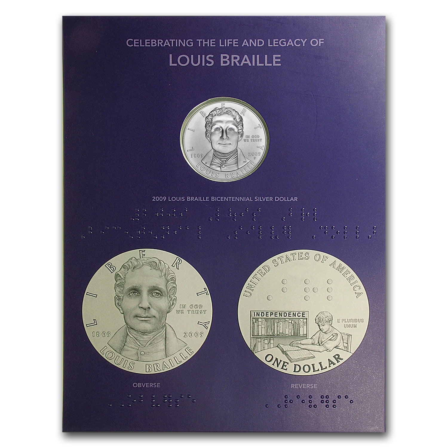 2009-P Louis Braille Education Set $1 Silver Commem BU (Booklet) 