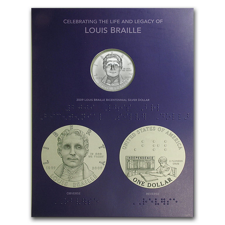 2009 P Louis Braille Bicentennial Commemorative Silver Dollar BU US Mint at  's Collectible Coins Store