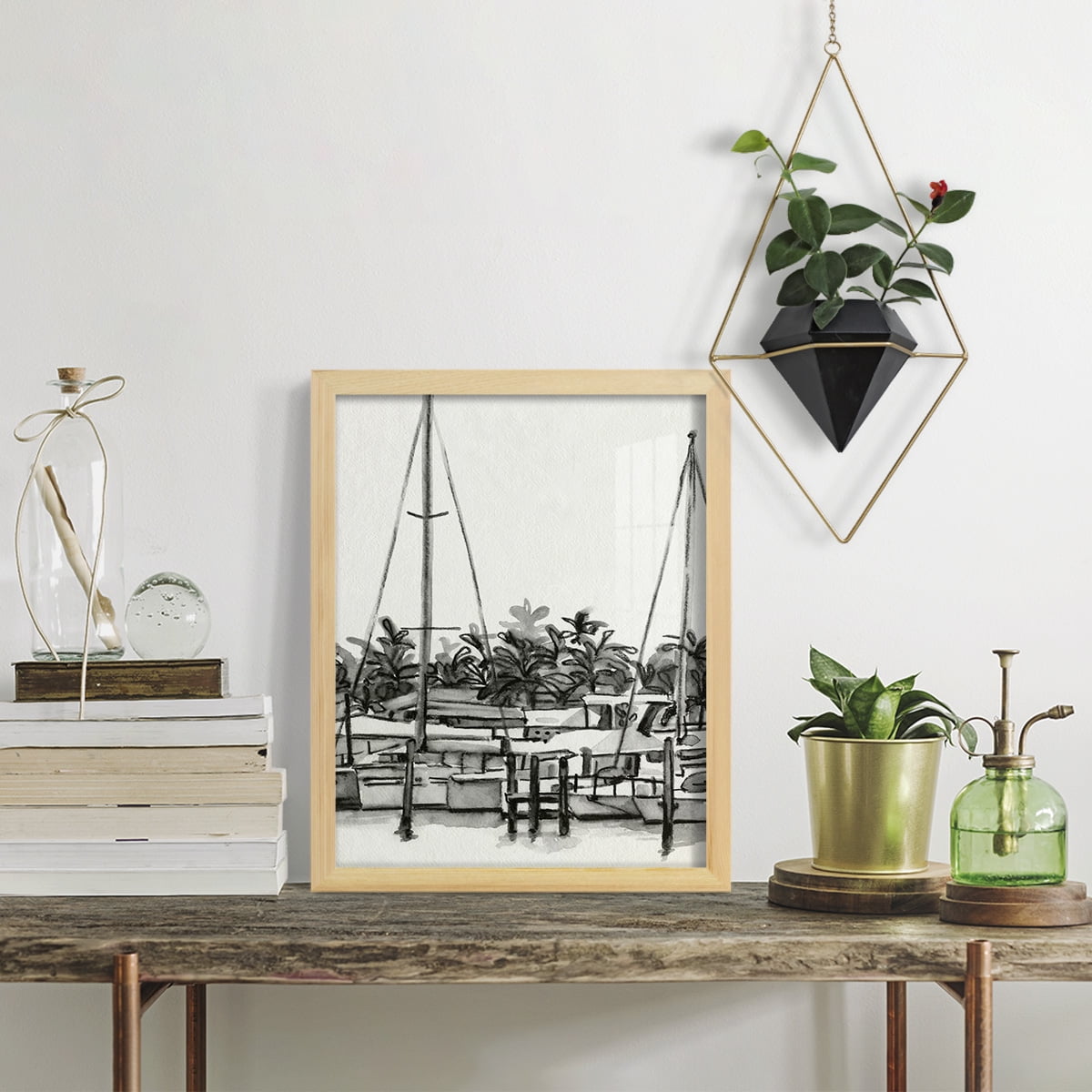 Neutral Tropics II - Framed Print w/glass - Natural Wood