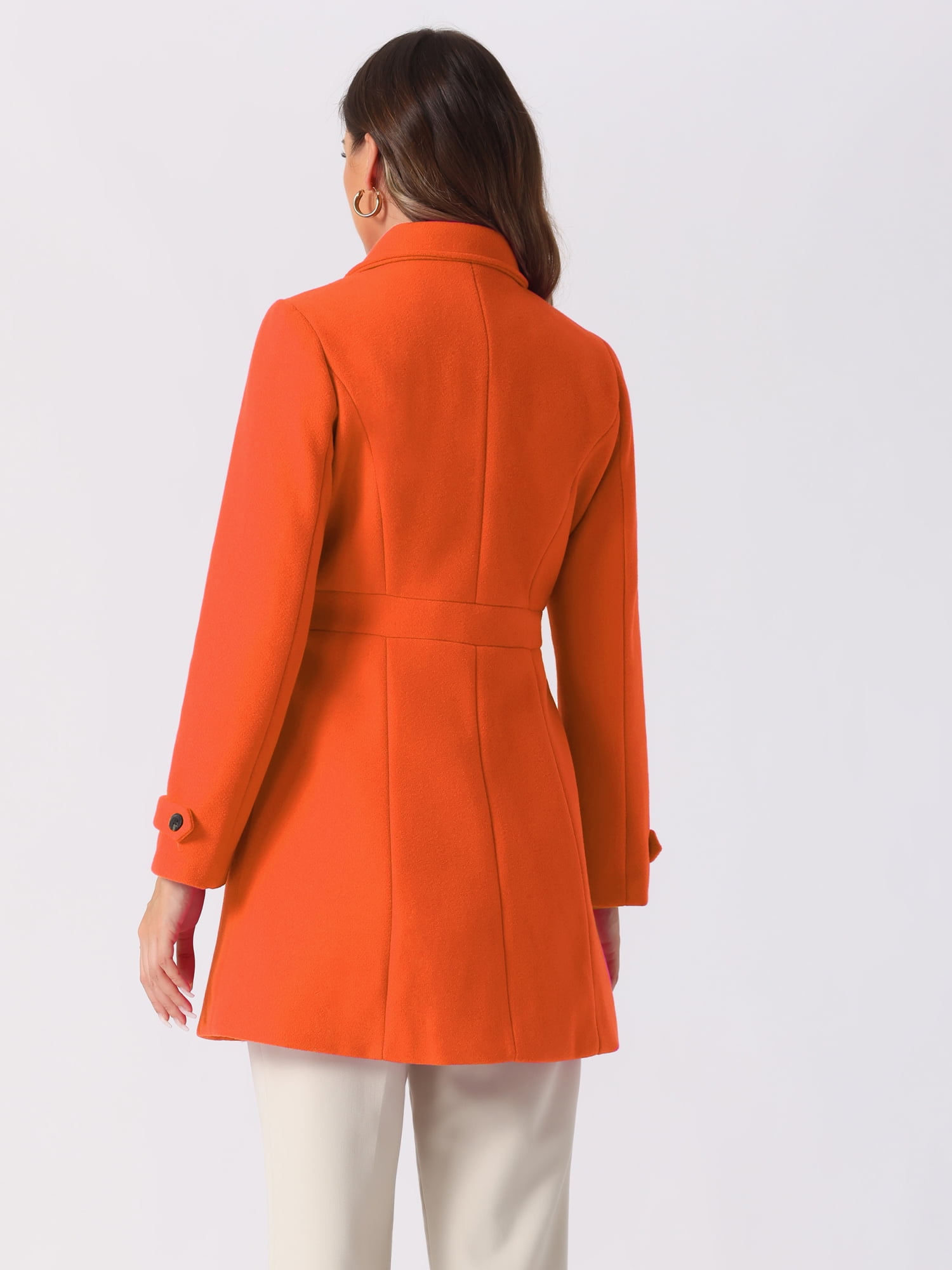 DARING DIVA Women's Single Breasted Long Outwear Winter Coat Orange S