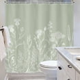 thumbnail image 3 of Sage Green Floral Wildflower Shower Curtain for Bathroom Decor 72Wx72H Plant Herbs Botanical Spring Nature Leaf Rustic Farmhouse Art Printed Fabric Polyester Waterproof 12 Pack Plastic Hooks, 3 of 6