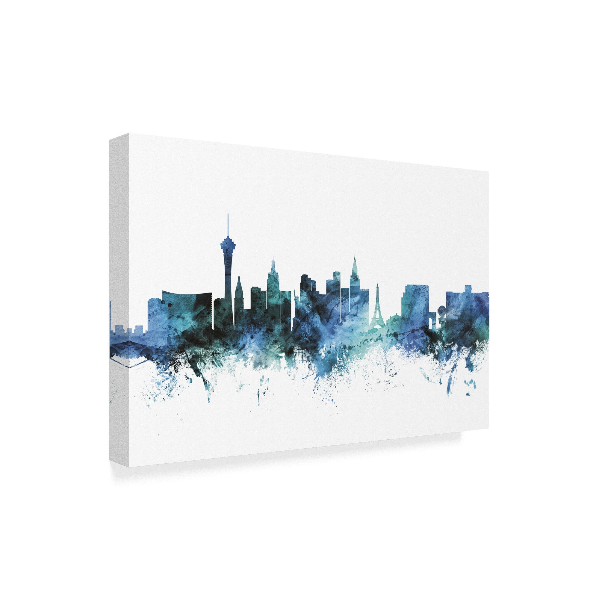 Trademark Fine Art 'Las Vegas Nevada Blue Teal Skyline' Canvas Art by Michael Tompsett