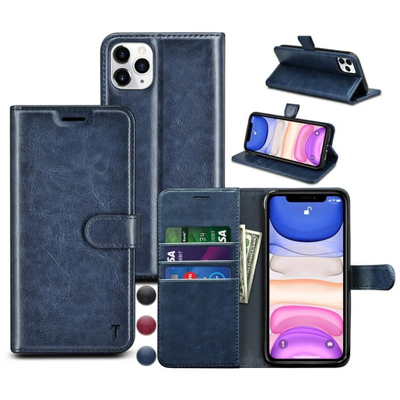 Njjex Case Wallet 2019 iPhone 11 / iPhone 11 Pro / iPhone 11 Pro Max, iPhone 11 11 Pro 11 Pro Max Wallet Case RFID Blocking Card Slot Stand PU Leather Magnetic Protect Flip Cover [Gift Box] -Blue