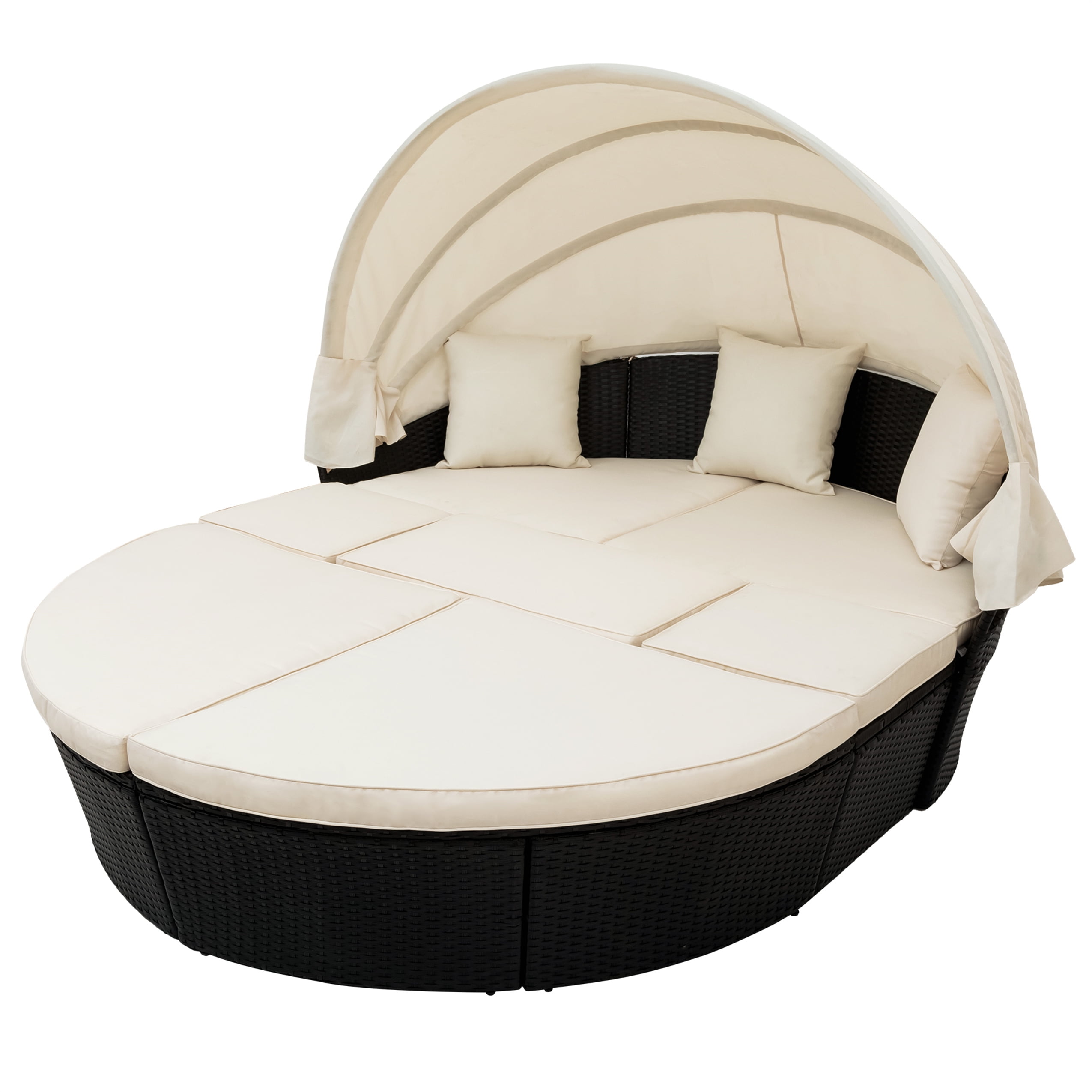 round outdoor lounge chair with canopy