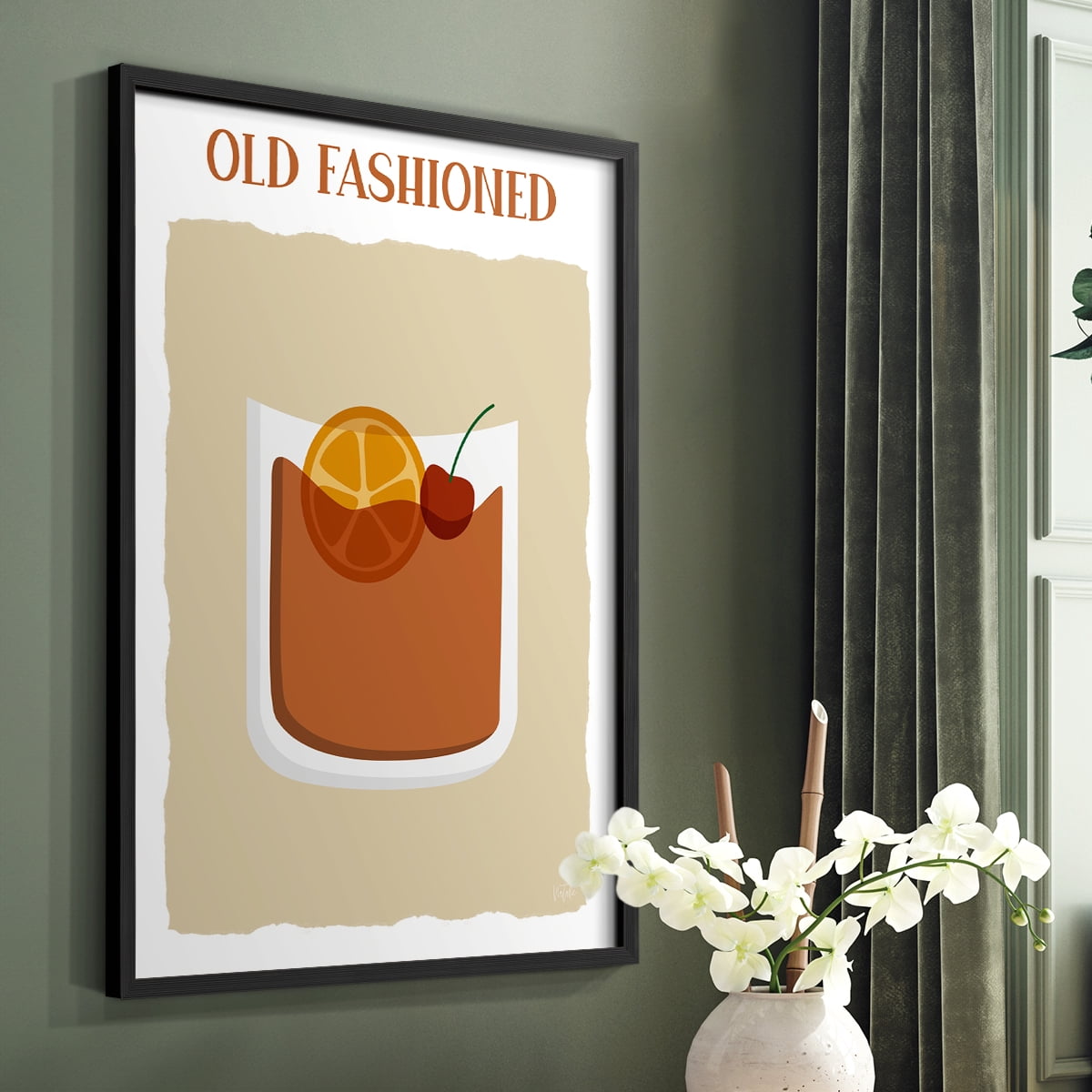 Old Fashioned in Black Solid Wood 8 x 10 Framed Print
