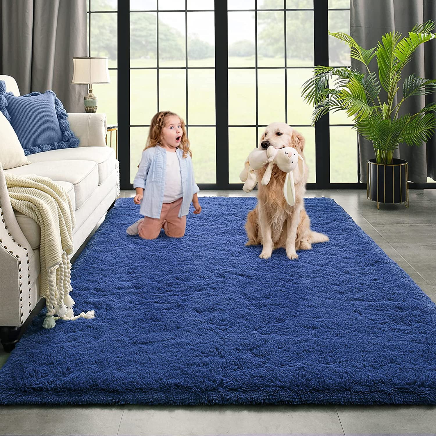 Junovo Fluffy Bedroom Rug Plush Fuzzy Rugs for Kids Room Living Room