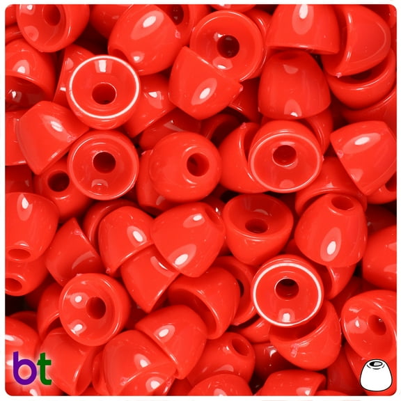 BeadTin Bright Red Opaque 12mm Bell Pony Beads (50pcs)