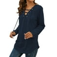thumbnail image 5 of Xuanfei Women Lace Up V Neck Long Sleeve Blouse, 5 of 7