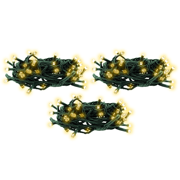 Serie Decorativa Paquete 3 Pz Luz LED Cálida 100 Focos 8 Funciones Navicolors Cable Verde 7 m