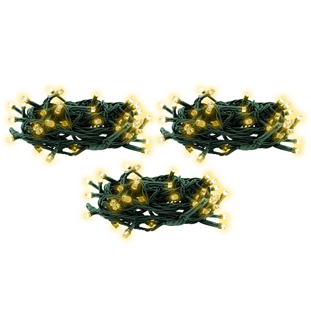 Serie Decorativa Paquete 3 Pz Luz LED Cálida 100 Focos 8 Funciones Navicolors Cable Verde 7 m