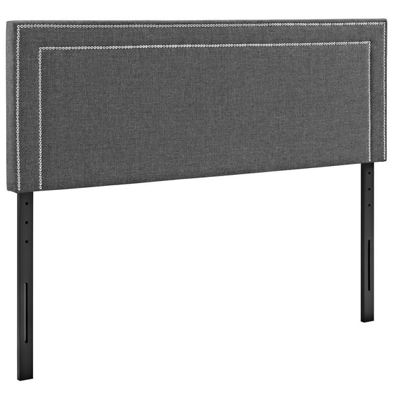 Modern Contemporary Urban Design Bedroom Full Size Headboard, Grey Gray, Fabric Wood