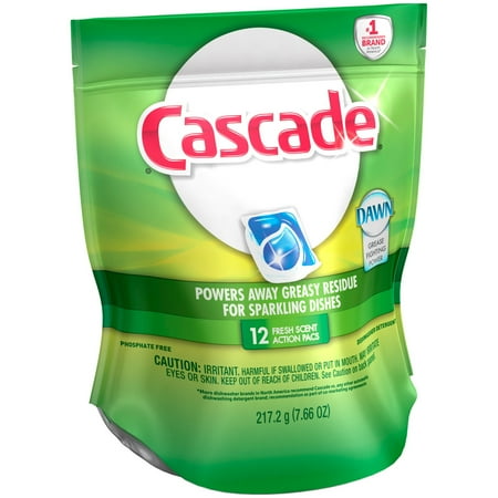 Cascade® Dawn® Fresh Scent Action Pacs Dishwasher Detergent 12 ct Pouch