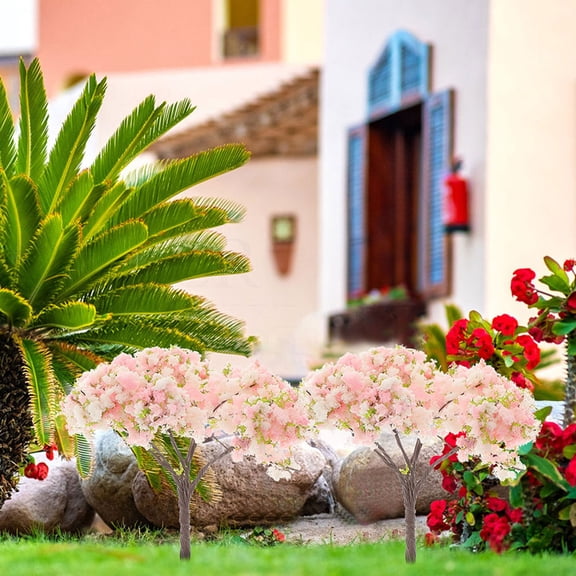 MLINS 12pcs Artificial Miniature Cherry Blossom Trees Mini Simulation Trees Faux Plant Models For Sand Table Dollhouse Scenery Diy Crafts