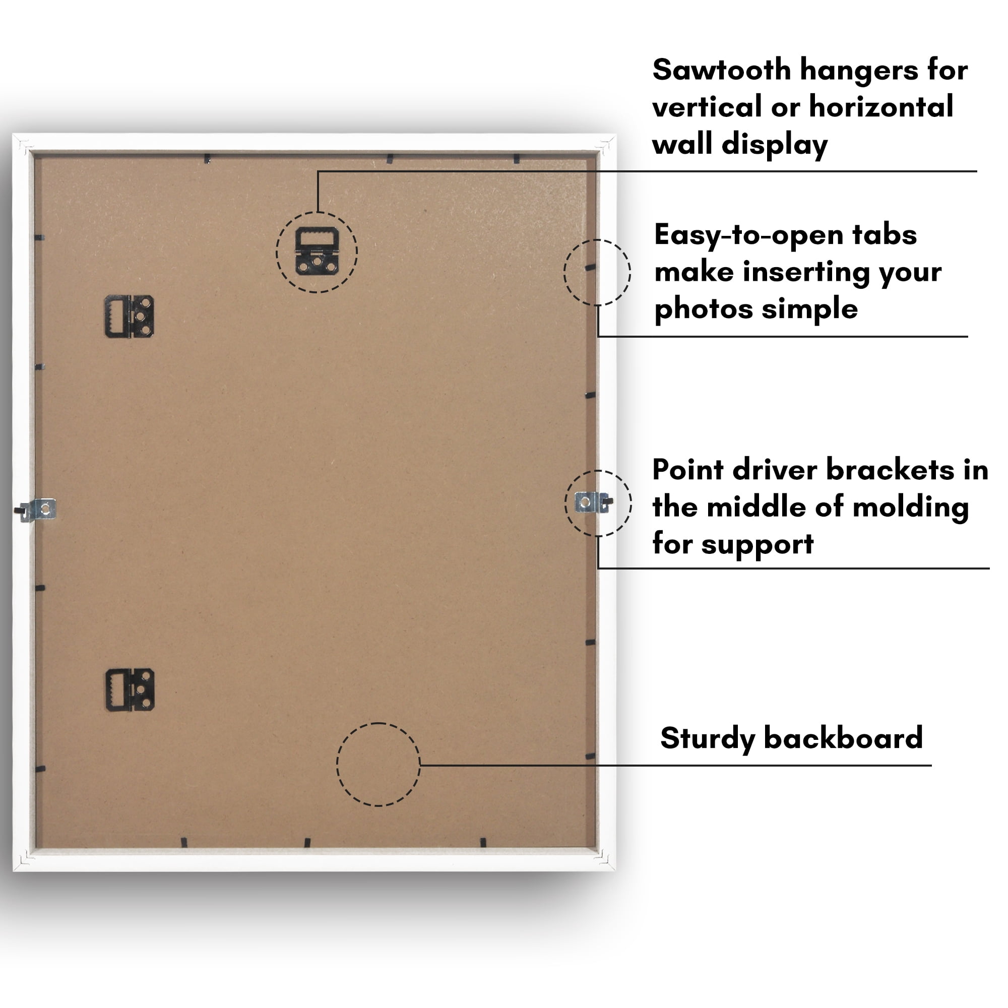 Americanflat 16" x 20" Gallery-Style Picture Frame to Secure Artwork, Prints, and Photos - White