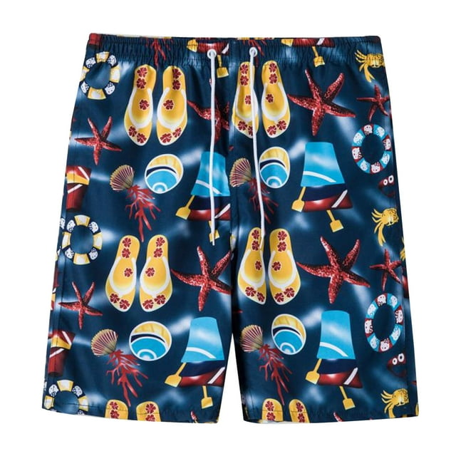 Levmjia Mens Shorts for Running,Workout,Training, Basketball Drawstring Print Beach Shorts Holiday Style Beach Shorts