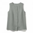 thumbnail image 5 of Tank Tops for Women Button down Sleeveless Shirt Crew Neck Summer Casual Fashion Work Vests Fashion Cami Blouses, 5 of 5