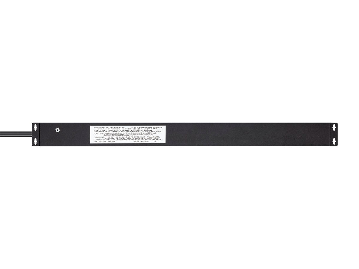 Monoprice 6 Outlet Metal Surge Protector Power Strip - Black, with 15ft Cord and Surface Mount Tabs, 540 Joules, Overload Protection, UL Certified, For Home, Office, Travel, Dorm