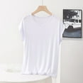 thumbnail image 2 of AKOEE Soft Sleep Shirts Cap Short Sleeve Plus Size Cotton Pajamas Tops for Women V Neck Casual Tshirts Loose (XL, White), 2 of 3