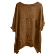 thumbnail image 3 of Yievot 3/4 Length Sleeve Womens Tops Loose Casual Crew Neck Summer Tops Pleated Work Tunic Blouses with Pocket, 3 of 6