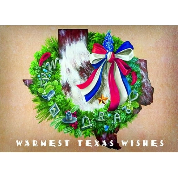 LPG Greetings Texas Wreath Greetings: Skeeter Leard Christmas Card (1 card/1 envelope)