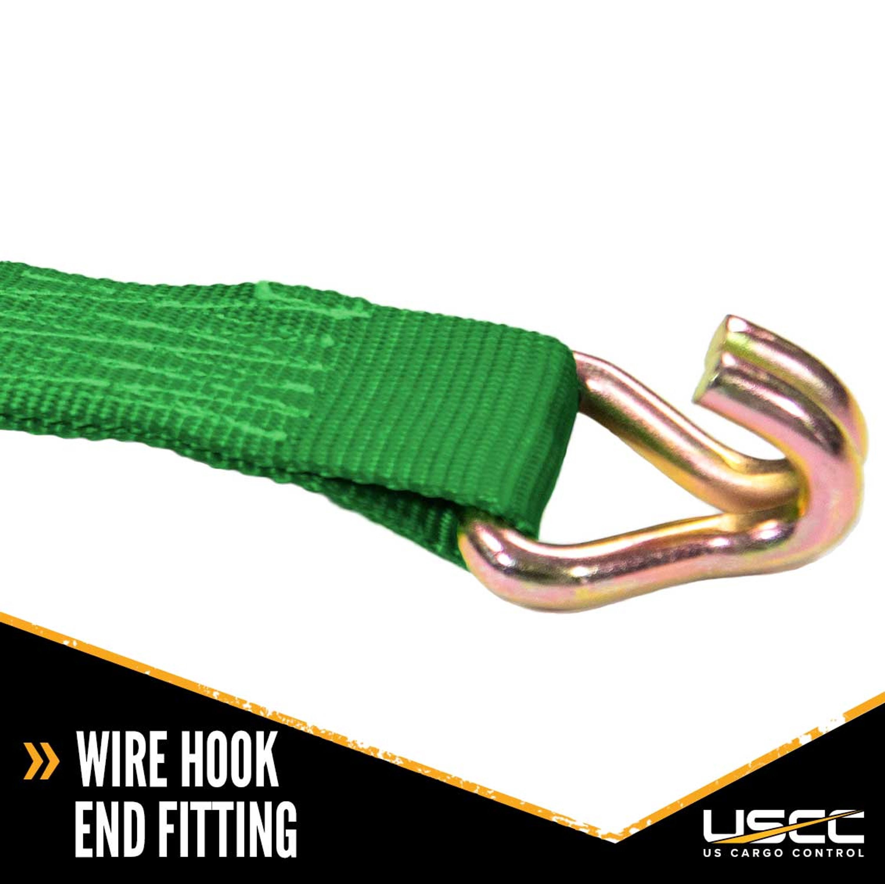 US Cargo Control Ratchet Tie Down Strap, 2 Inch x 12 Foot Ratchet Strap With Double J Hooks, Green Ratchet Straps, Secure Cargo with Ease, Strap Provides Needed Strength Durability
