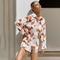 thumbnail image 3 of 2 Piece Casual Outfits Long Sleeve Button Down Shirt And Shorts Sweatsuit Sets, 3 of 5